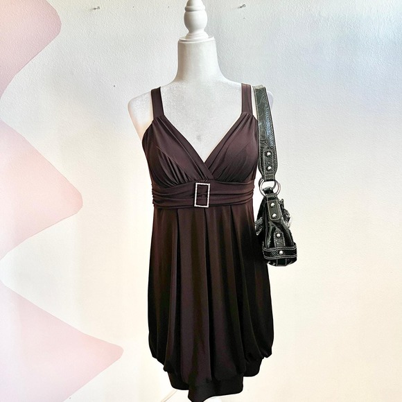 En Focus Studio Dresses & Skirts - Vintage Brown Babydoll Mini Dress 2000s Vintage Retro‎ 90s Sz 8